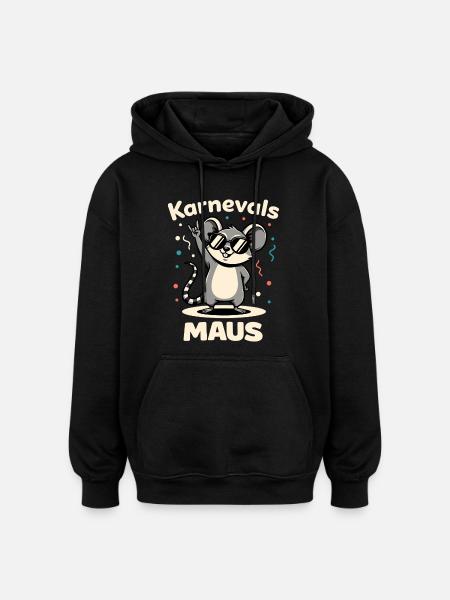 Karneval Rockmusik Karnevalsmaus Niedlich - Oversized Unisex Hoodie - Schwarz