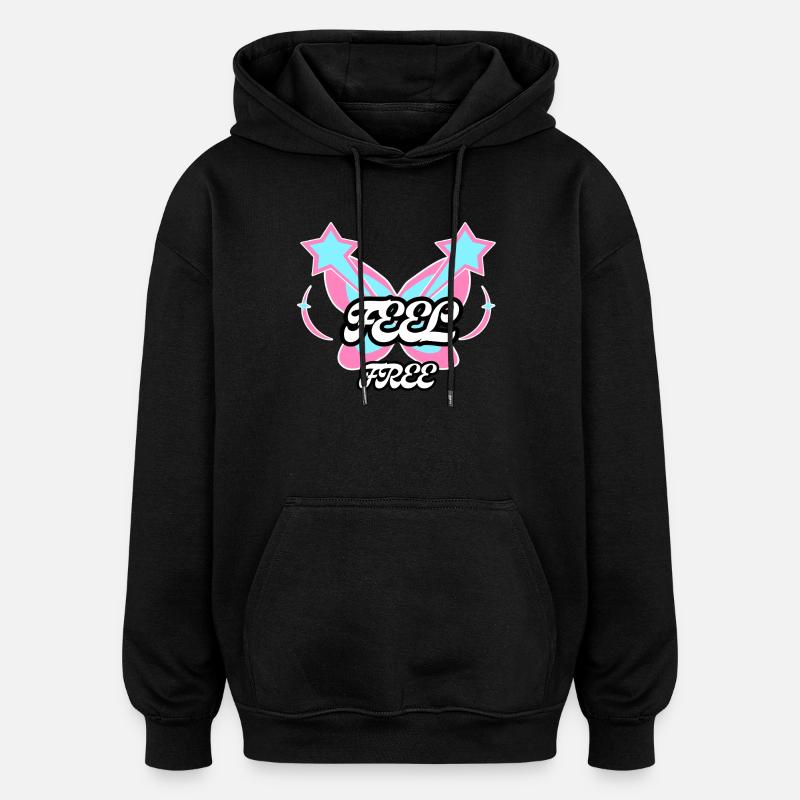 Sentez-vous libre : Emblème Papillon - Sweat à capuche oversize unisexe - noir