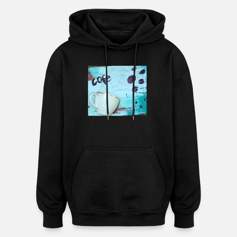 Café - Sweat à capuche oversize unisexe - noir