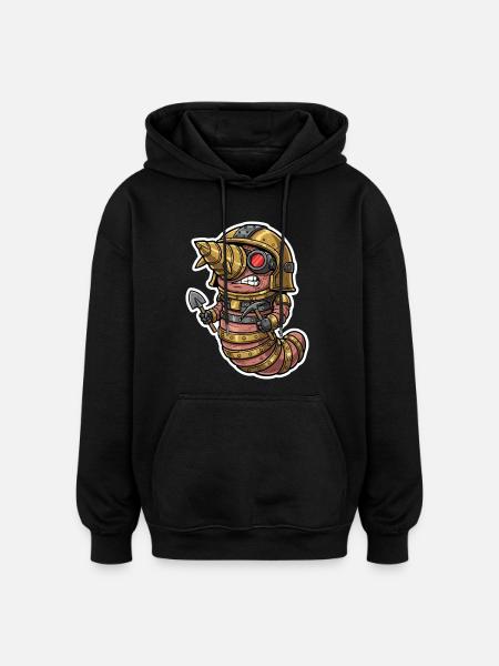 Steampunk Earthworm Drilling and Miner - Oversized Unisex Hoodie - black