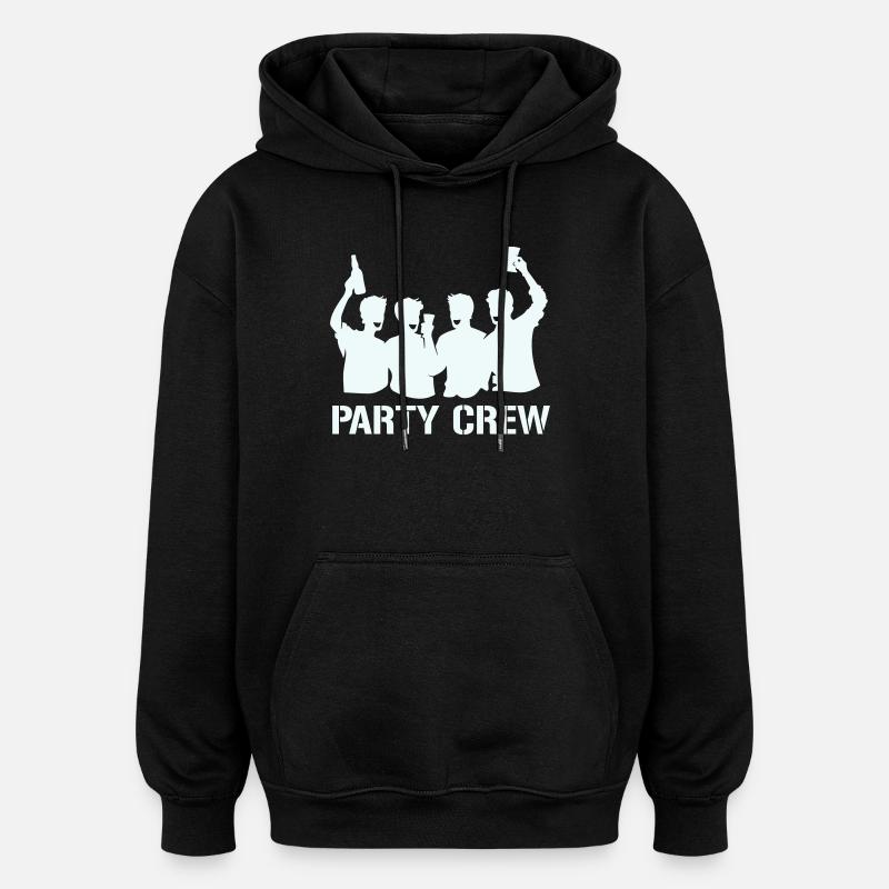 Party Crew Silhouette with Cheers - Oversized Unisex Hoodie - black