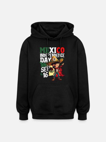 Mexico Pride & Home Mexican Mexico Flag - Oversized Unisex Hoodie - black