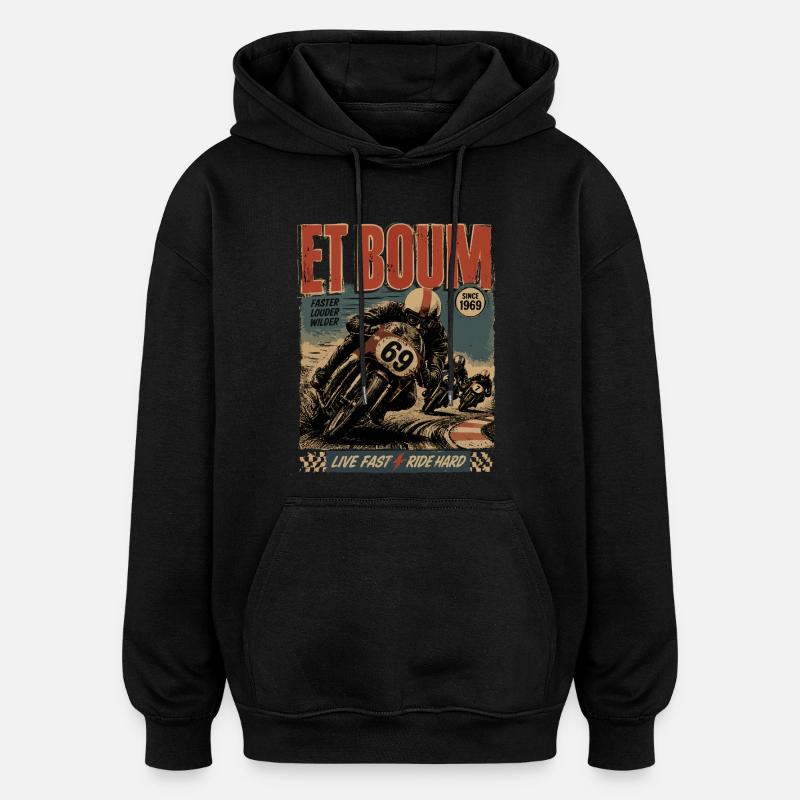 AND BOOM - Oversized Unisex Hoodie - black