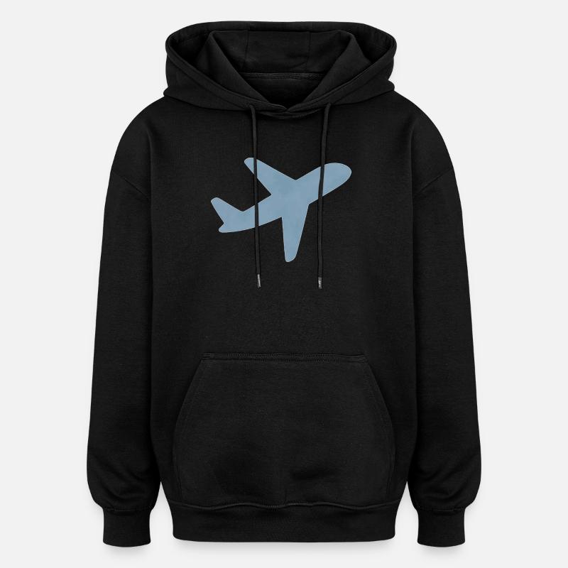 Blaues minimalistisches Flugzeug - Oversized Unisex Hoodie - Schwarz