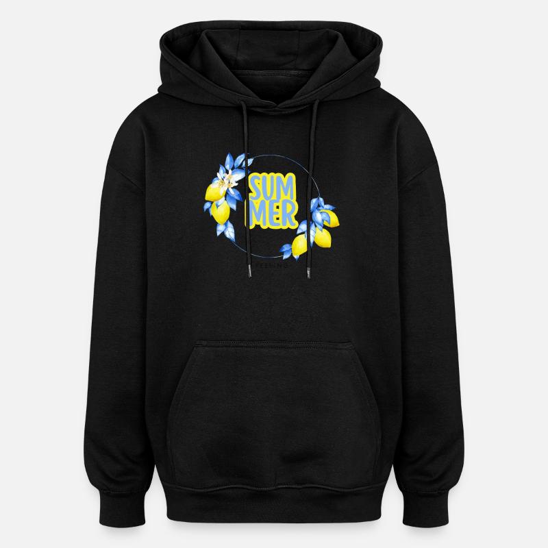Summer Lemons Circle - Oversized Unisex Hoodie - black