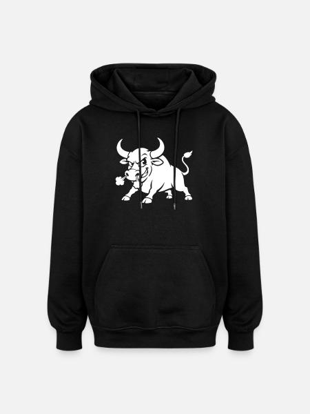Angry bull funny angry - Oversized Unisex Hoodie - black