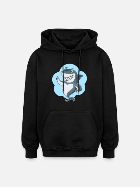 funny shark - Oversized Unisex Hoodie - black