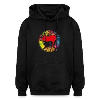 Action antifasciste - Sweat à capuche oversize unisexe - noir - Devant - Noah (186cm)