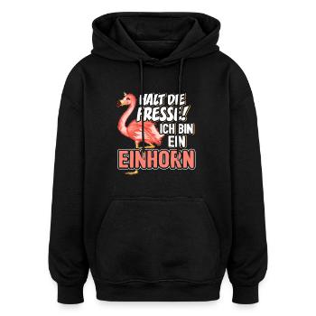 Einhorn Flamingo - Oversized Unisex Hoodie - Schwarz - Vorne - Noah (186cm)