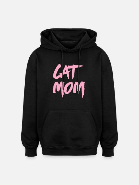 Cats TShirt - Cat Mom - Oversized Unisex Hoodie - black