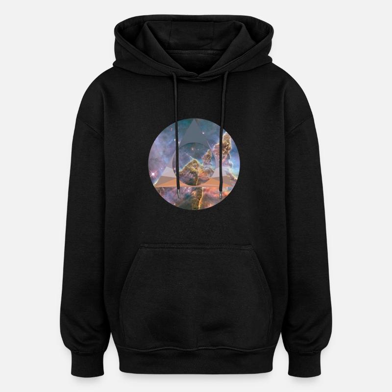 Space Polygon - Oversized Unisex Hoodie - black