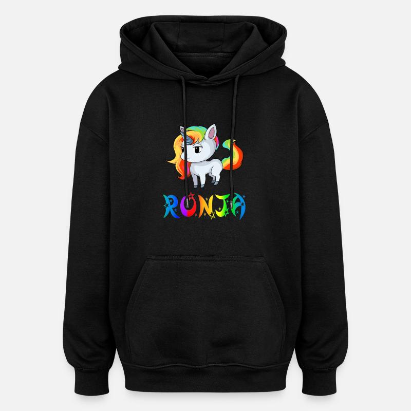 Ronja Einhorn - Oversized Unisex Hoodie - Schwarz