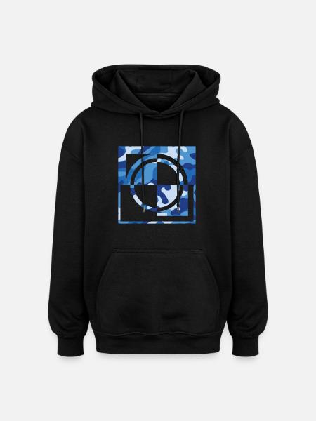 Blue camouflage - Oversized Unisex Hoodie - black