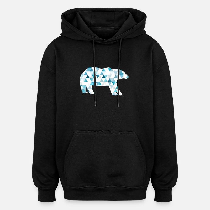 Ours polaire avec triangles - Sweat à capuche oversize unisexe - noir