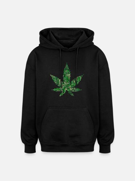 Hanfblatt Schriftzug Geschenk Geschenkidee - Oversized Unisex Hoodie - Schwarz