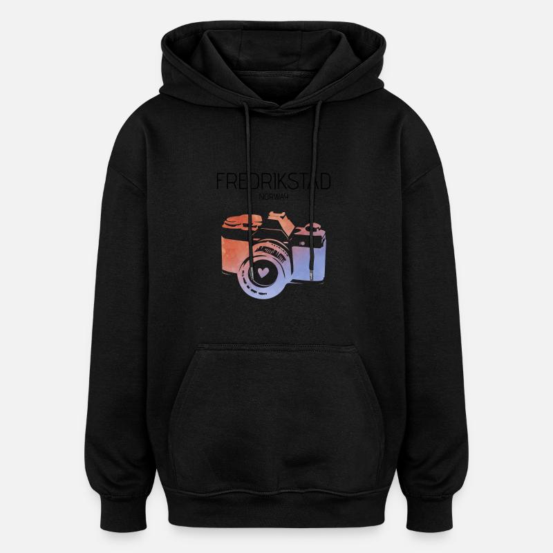 Fredrikstad, Norvège - Sweat à capuche oversize unisexe - noir