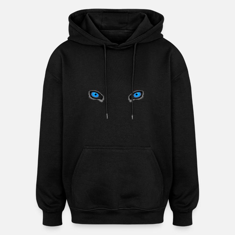 Deep Blue Wolf Eyes - Oversized Unisex Hoodie - black