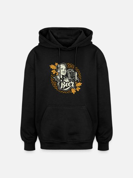 Retro man beer drinker t-shirt - Oversized Unisex Hoodie - black