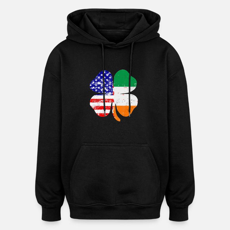 American Irish Clover Leaf Gift - Oversized Unisex Hoodie - Schwarz