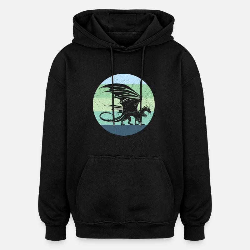 Waliser Drache Retro - Oversized Unisex Hoodie - Schwarz