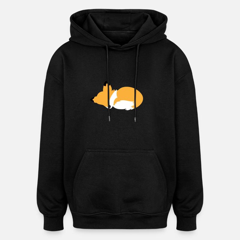 Sleeping Fox - Oversized Unisex Hoodie - black