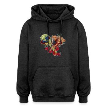 floraler Rücken (bis) - Oversized Unisex Hoodie - Anthrazit - Vorne - Noah (186cm)