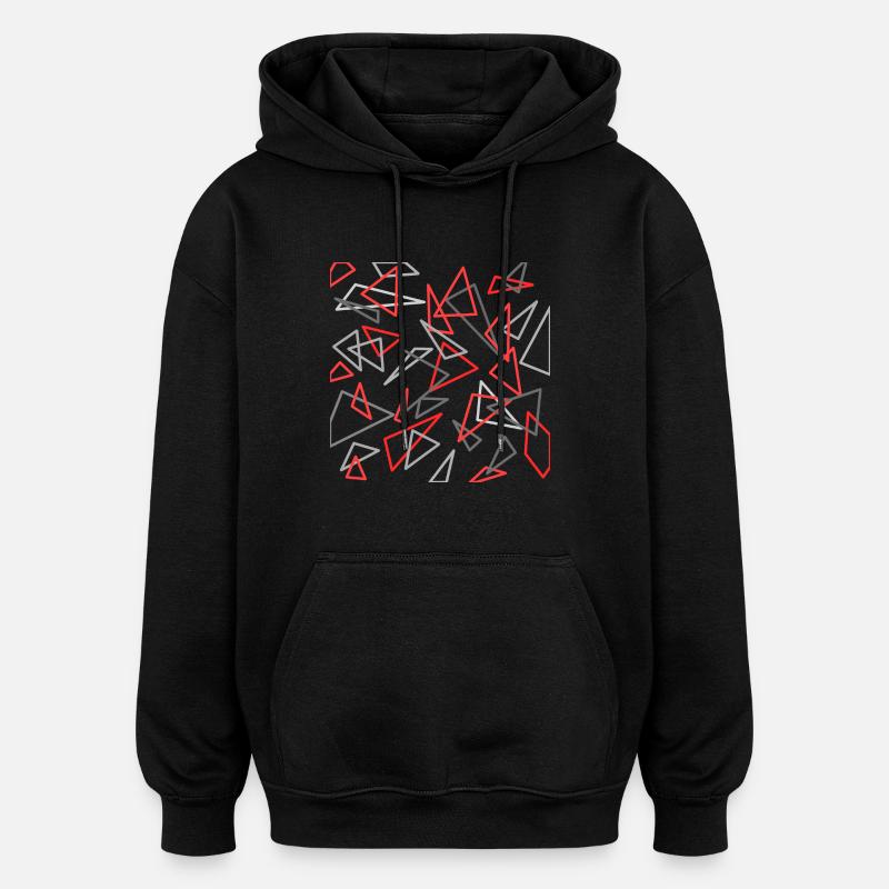 Triangle design red / gray - Oversized Unisex Hoodie - black