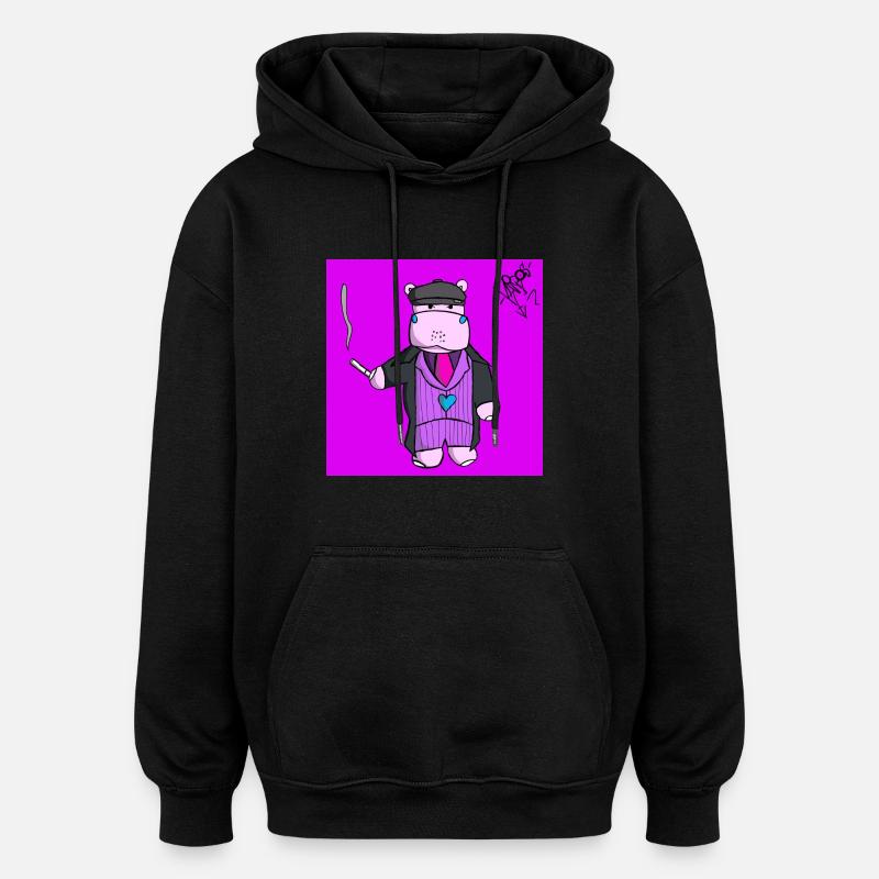petit potame - Sweat à capuche oversize unisexe - noir