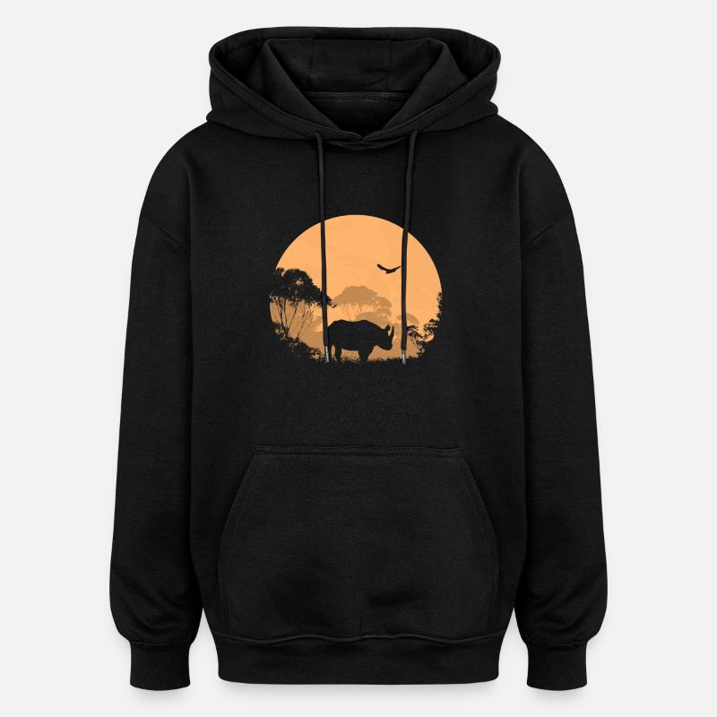 Rhino - Nashorn - Oversized Unisex Hoodie - Schwarz