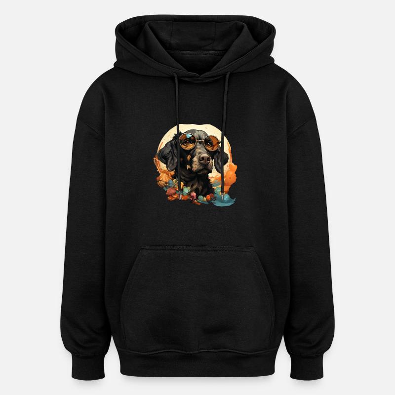 Chien - Sweat à capuche oversize unisexe - noir