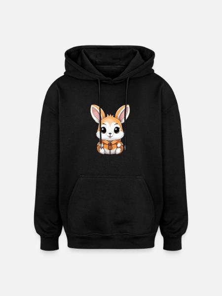 Bunny - Kawaii Style - Oversized Unisex Hoodie - black