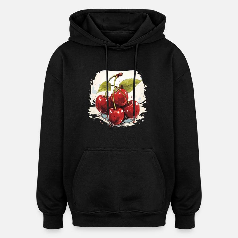 Kirsche - Illustration - Oversized Unisex Hoodie - Schwarz
