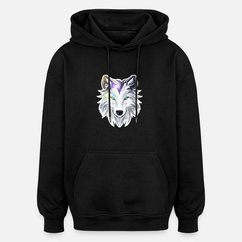 Wolf - Illustration - Oversized Unisex Hoodie - black