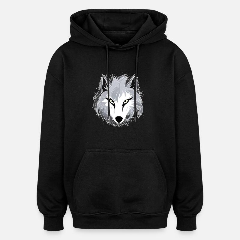 Wolf - Illustration - Oversized Unisex Hoodie - black