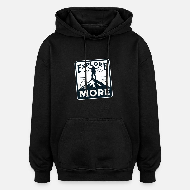 Explore more - Wanderer - Oversized Unisex Hoodie - black