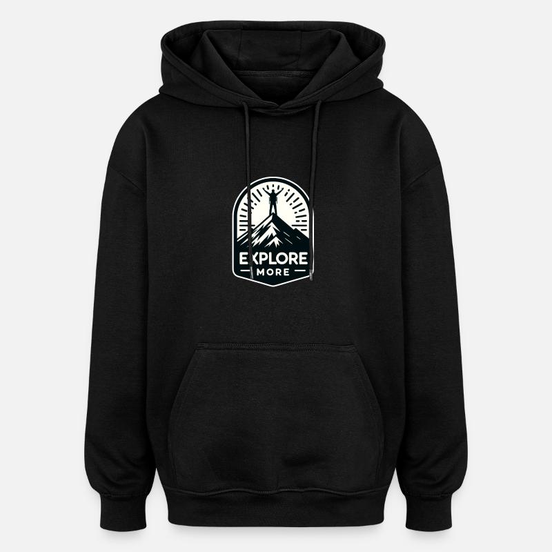Explore more - Wanderer - Oversized Unisex Hoodie - Schwarz