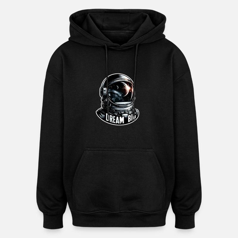 Rêver grand - Illustration d’astronaute - Sweat à capuche oversize unisexe - noir