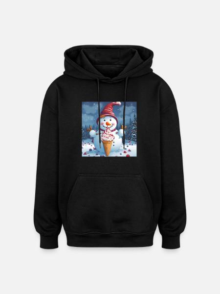 Schneemann mit Eis - Oversized Unisex Hoodie - Schwarz