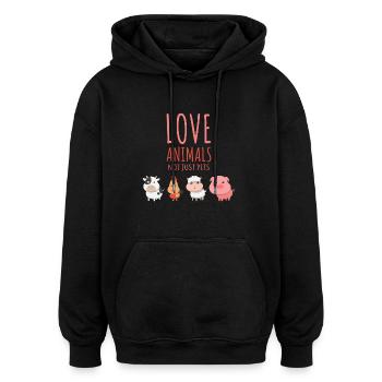 L'amour tous les animaux non seulement Animaux | végétalien - Sweat à capuche oversize unisexe - noir - Devant - Noah (186cm)