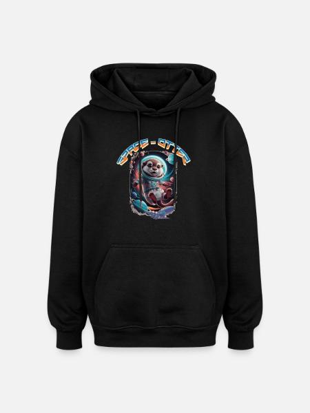 Space Otter - Oversized Unisex Hoodie - Schwarz