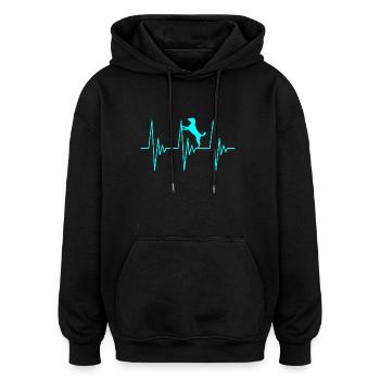 Hund EKG Liebe - Oversized Unisex Hoodie - Schwarz - Vorne - Noah (186cm)