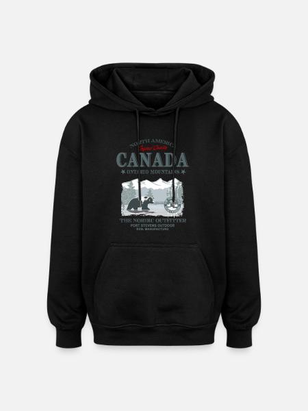 Canada - Grizzly Bear - Oversized Unisex Hoodie - Schwarz