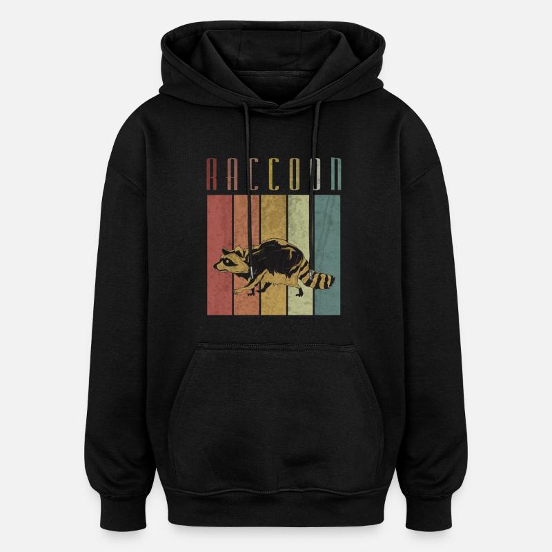raton laveur - Sweat à capuche oversize unisexe - noir