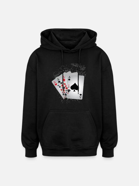 4 Aces - Oversized Unisex Hoodie - black