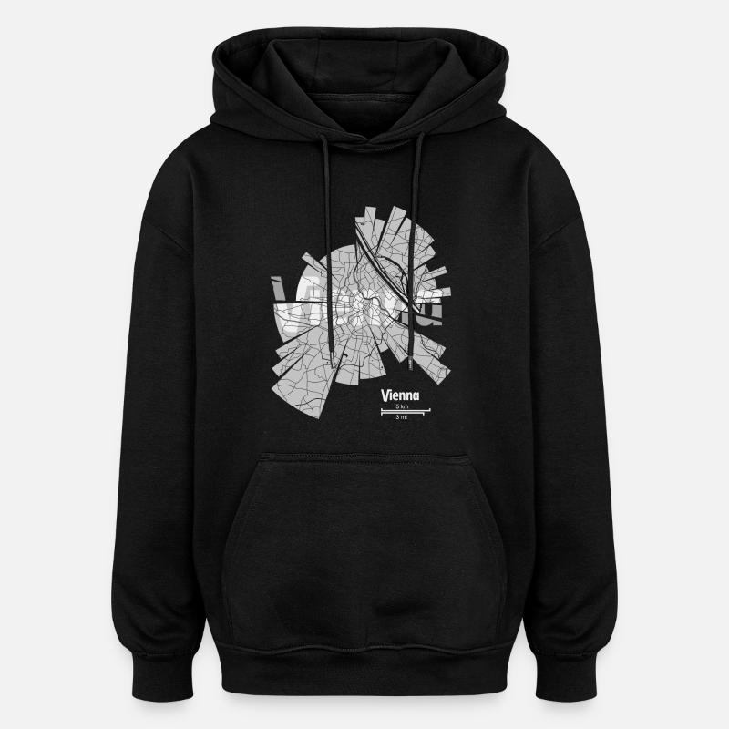 Vienna (Vienne) plan - Sweat à capuche oversize unisexe - noir