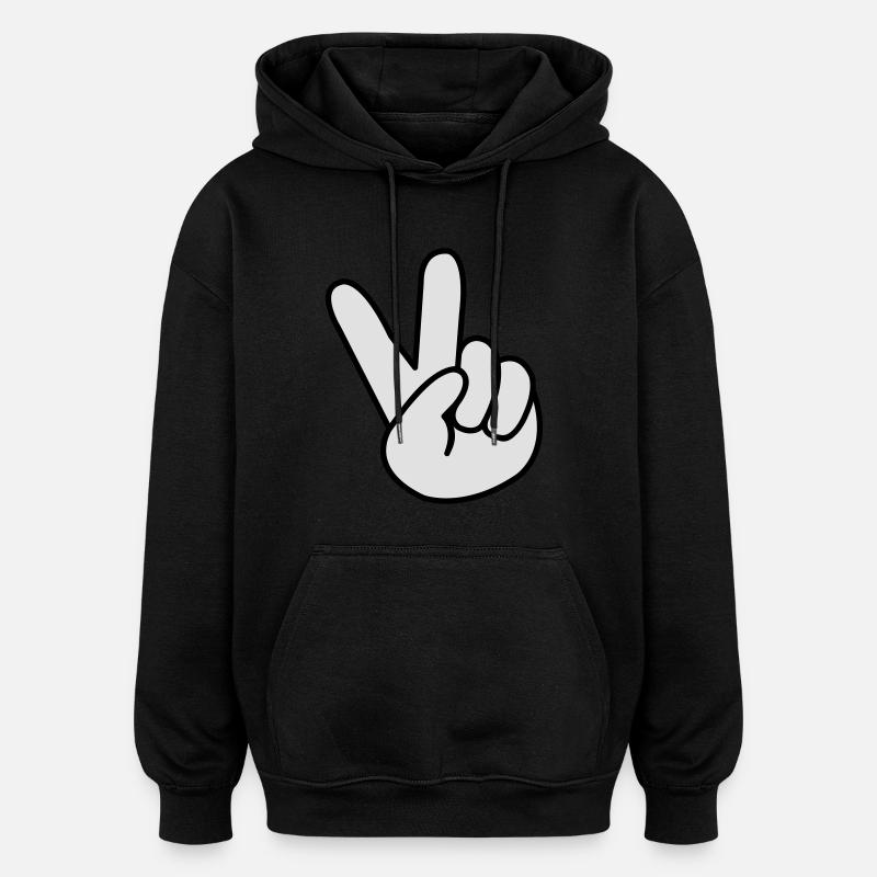 peace_hand_comic_02 - Sweat à capuche oversize unisexe - noir