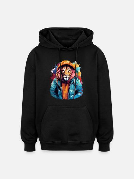 Street style lion | Lion lovers - Oversized Unisex Hoodie - black