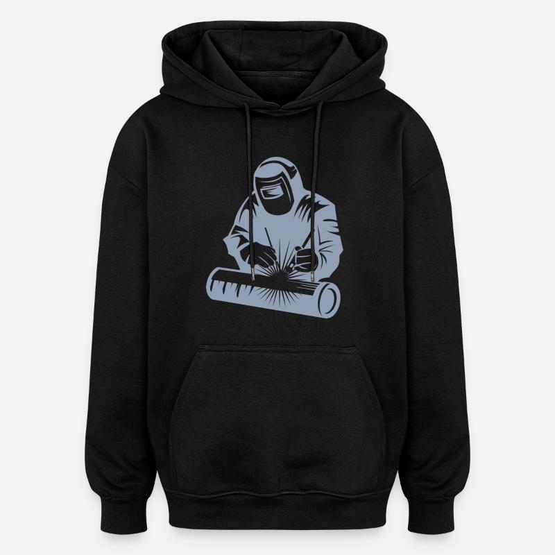 Schweißer-Silhouette beim Bogenschweißen - Oversized Unisex Hoodie - Schwarz