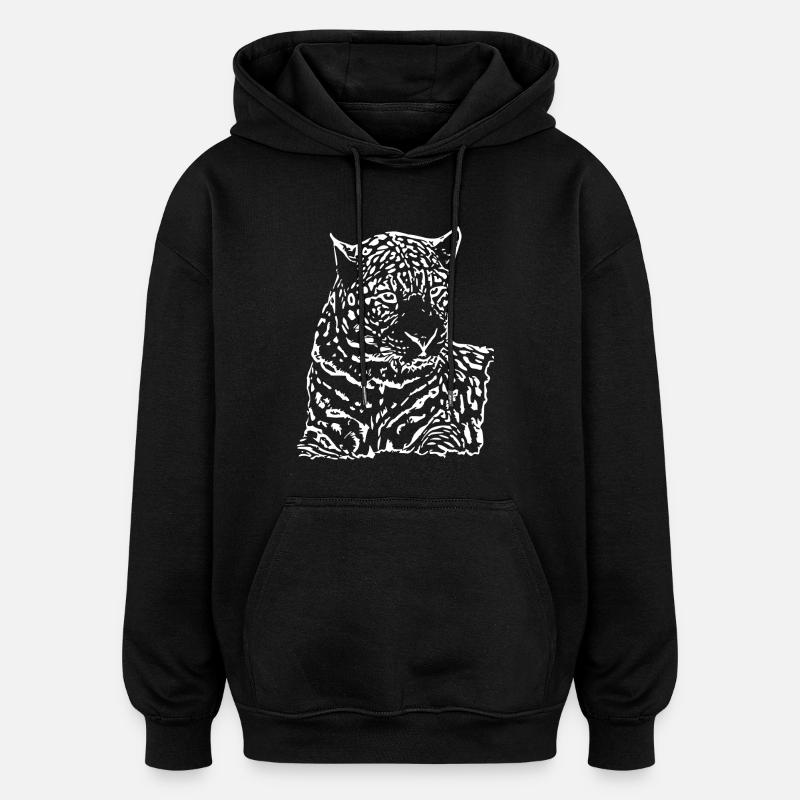 Leopard White - Oversized Unisex Hoodie - black