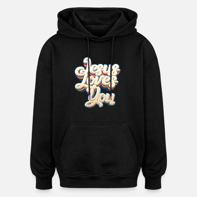 Jésus t’aime - Sweat à capuche oversize unisexe - noir